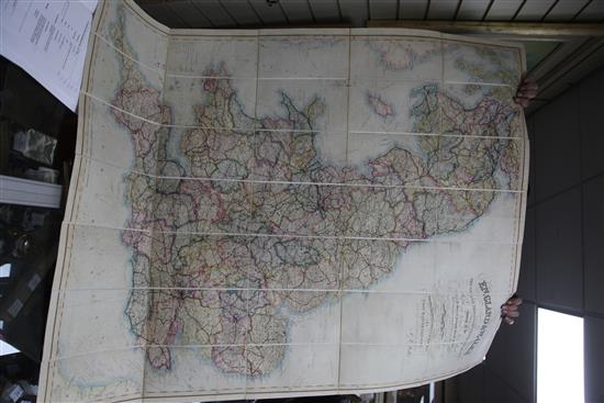 J & C Walker Folding map of Englands and Wales, London 1860, with slip case,